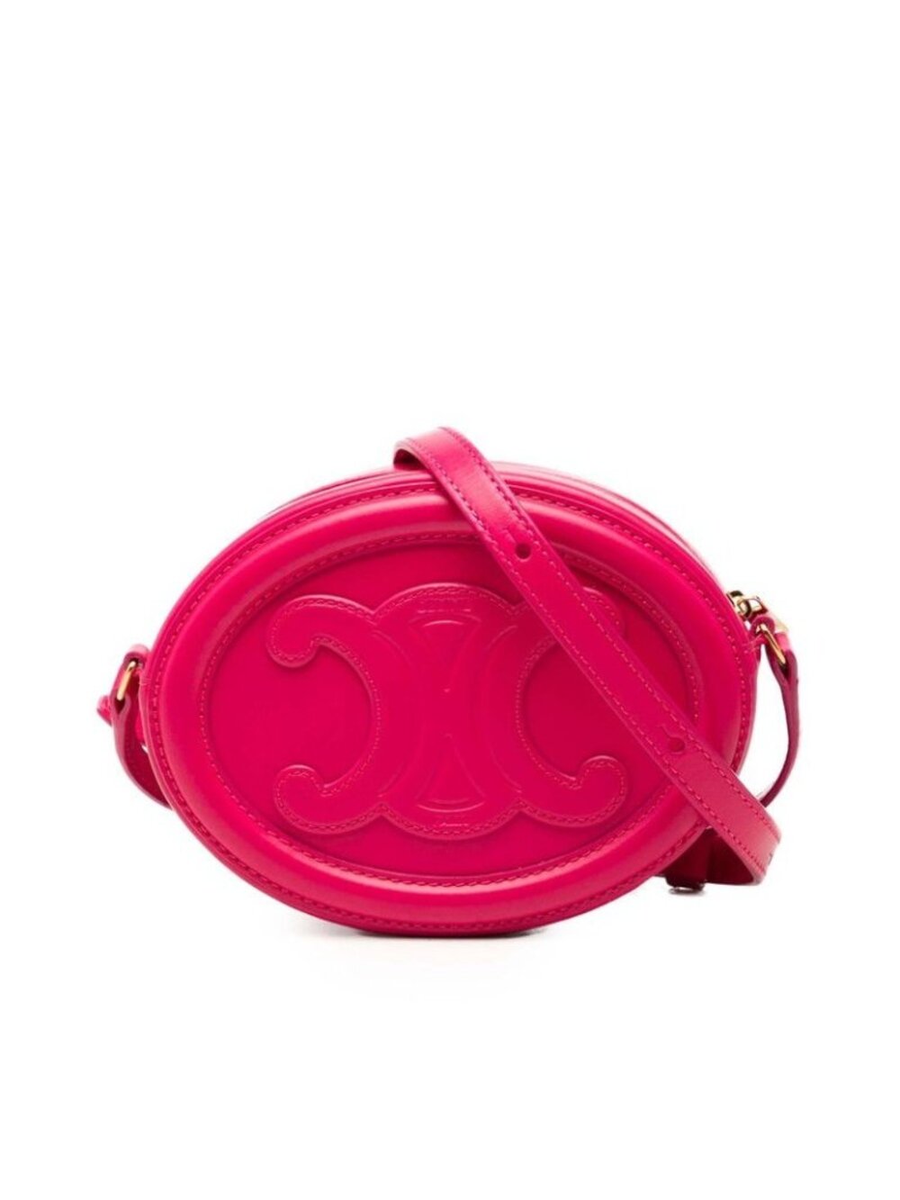 Celine Triomphe Oval Purse Shoulder Bag Pink Leather